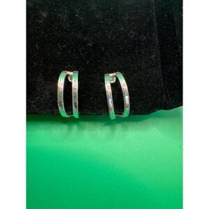 Silver-Tone Double Hoop Clip-On Earrings